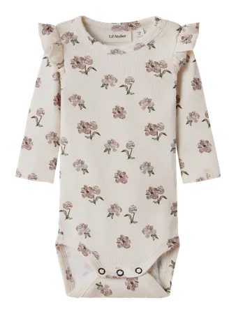 Body Manica Lunga con Volant e Rose Neonata | Lil Atelier