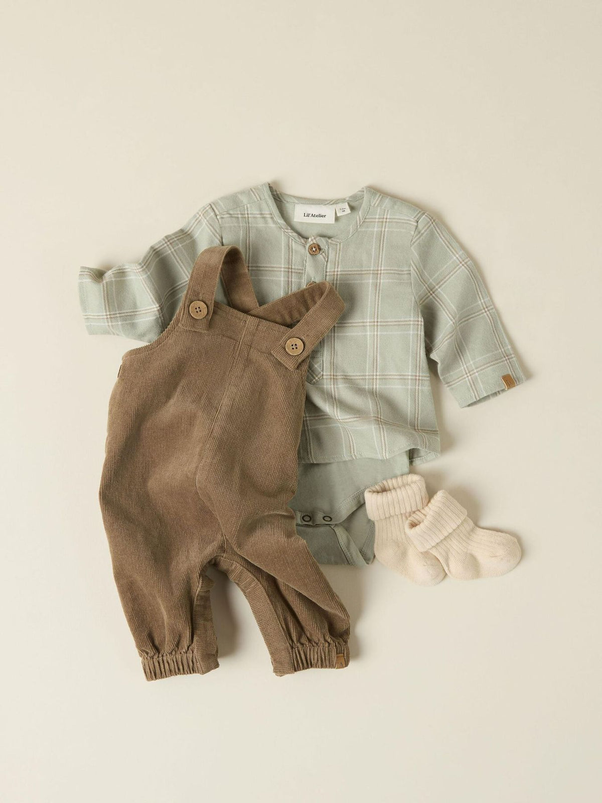 Salopette Velluto a Coste Neonato Cammello | Lil Atelier