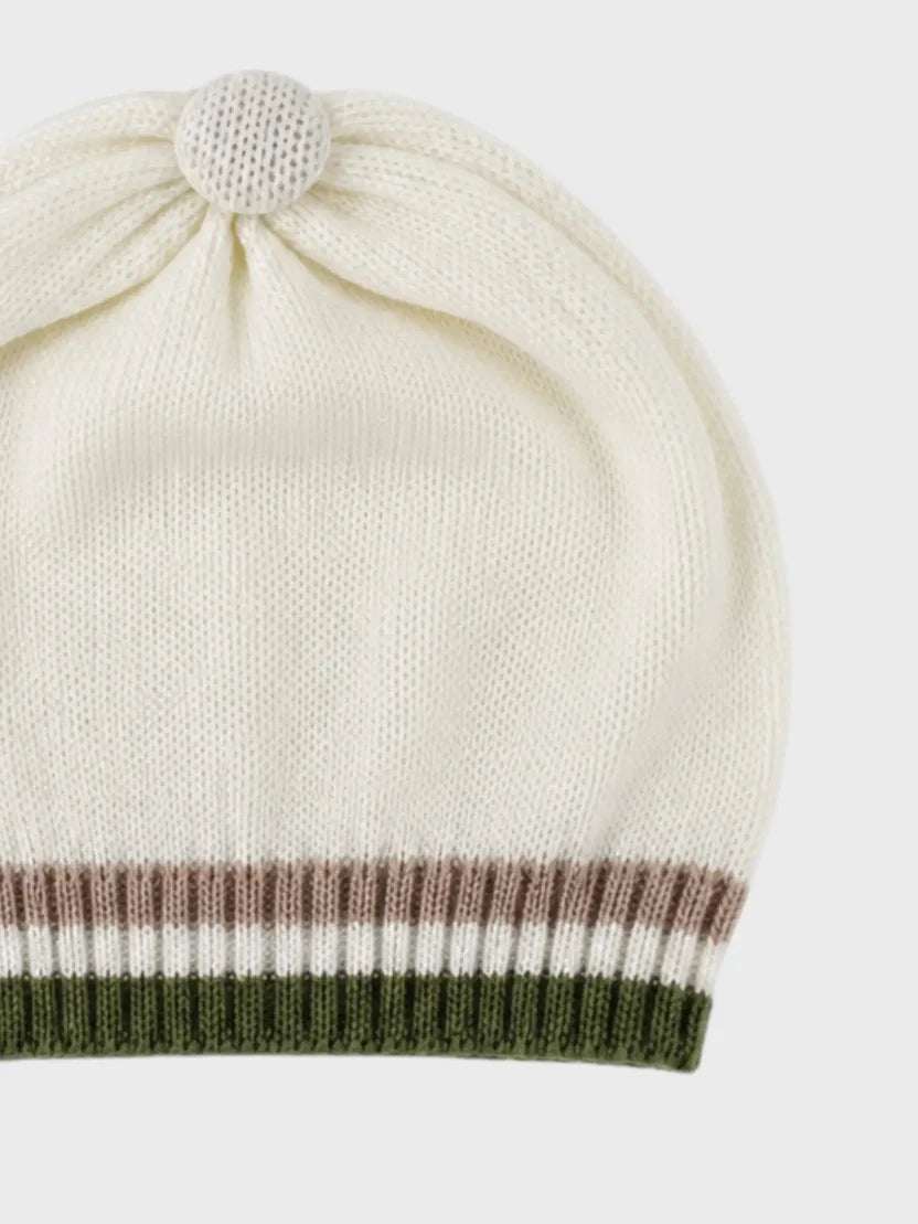 CAPPELLO BORDO RIGATO - Neonato - LANA 100% - Marlù IS5471BT