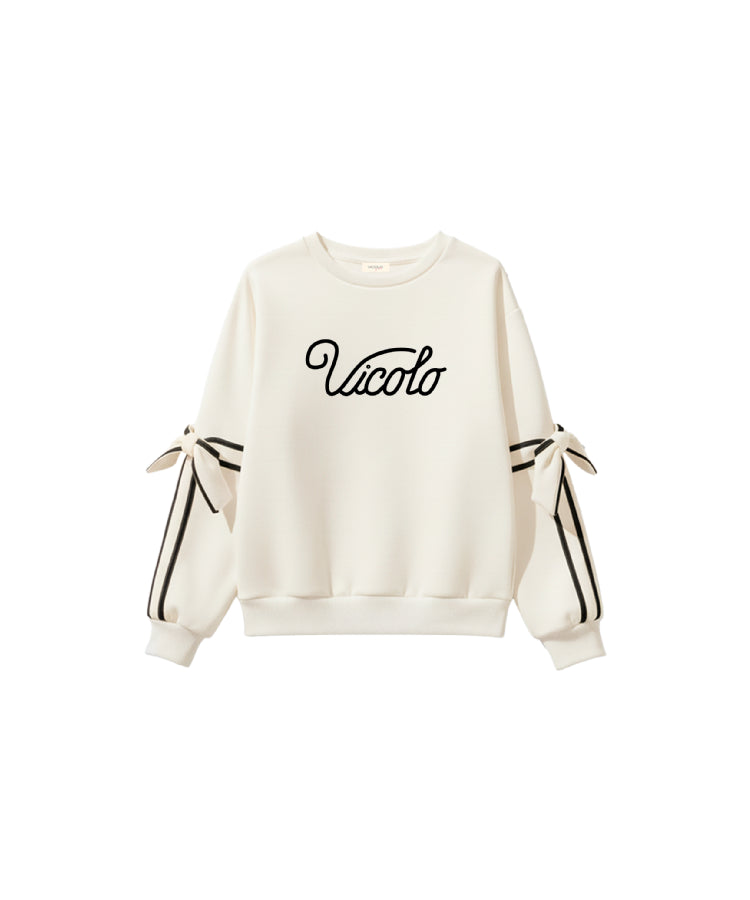 Maglia/felpa con fiocchi maniche - BAMBINA - POLIESTERE-VISCOSA-ELASTANE - VICOLO 3141F00411