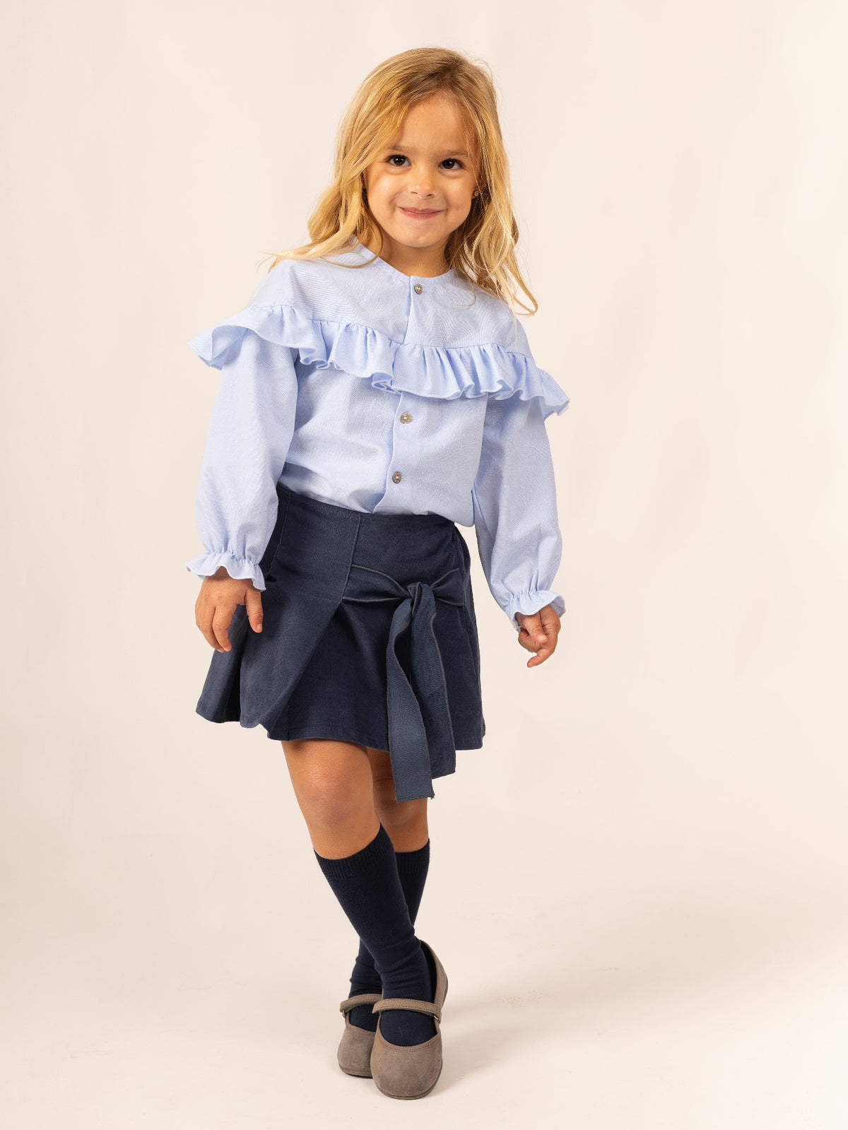 camicia e gonna in velluto - BAMBINA - cotone-velluto - CALAMARO A11015