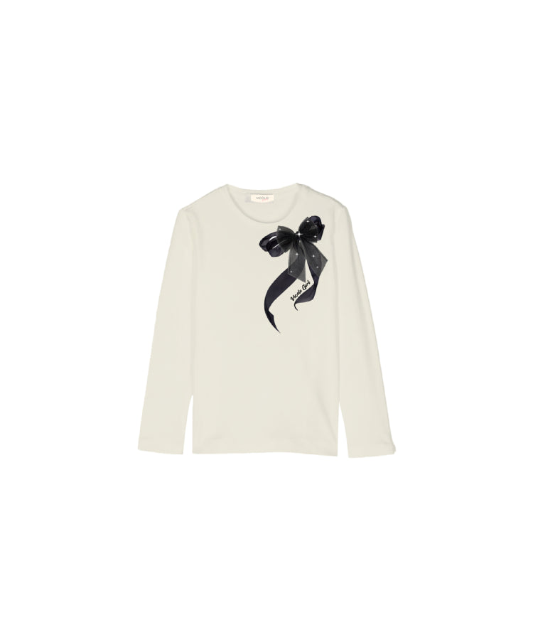 Maglia manica lunga con dettaglio fiocco - BAMBINA - 100% cotone - VICOLO 3141M00602