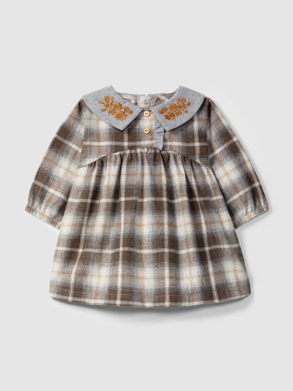 ABITO A QUADRI CON COLLO RICAMO - BAMBINA - 100% cotone - SNUG 934AP6W130R42