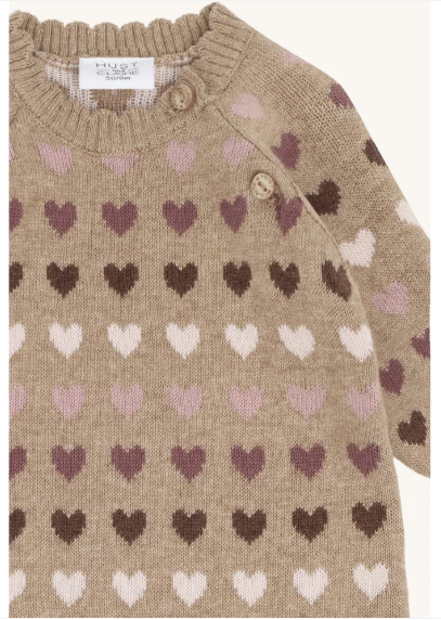 tutina intera con cuoricini - NEONATA - 100% COTONE ORGANICO - HUST AND CLAIRE 380027