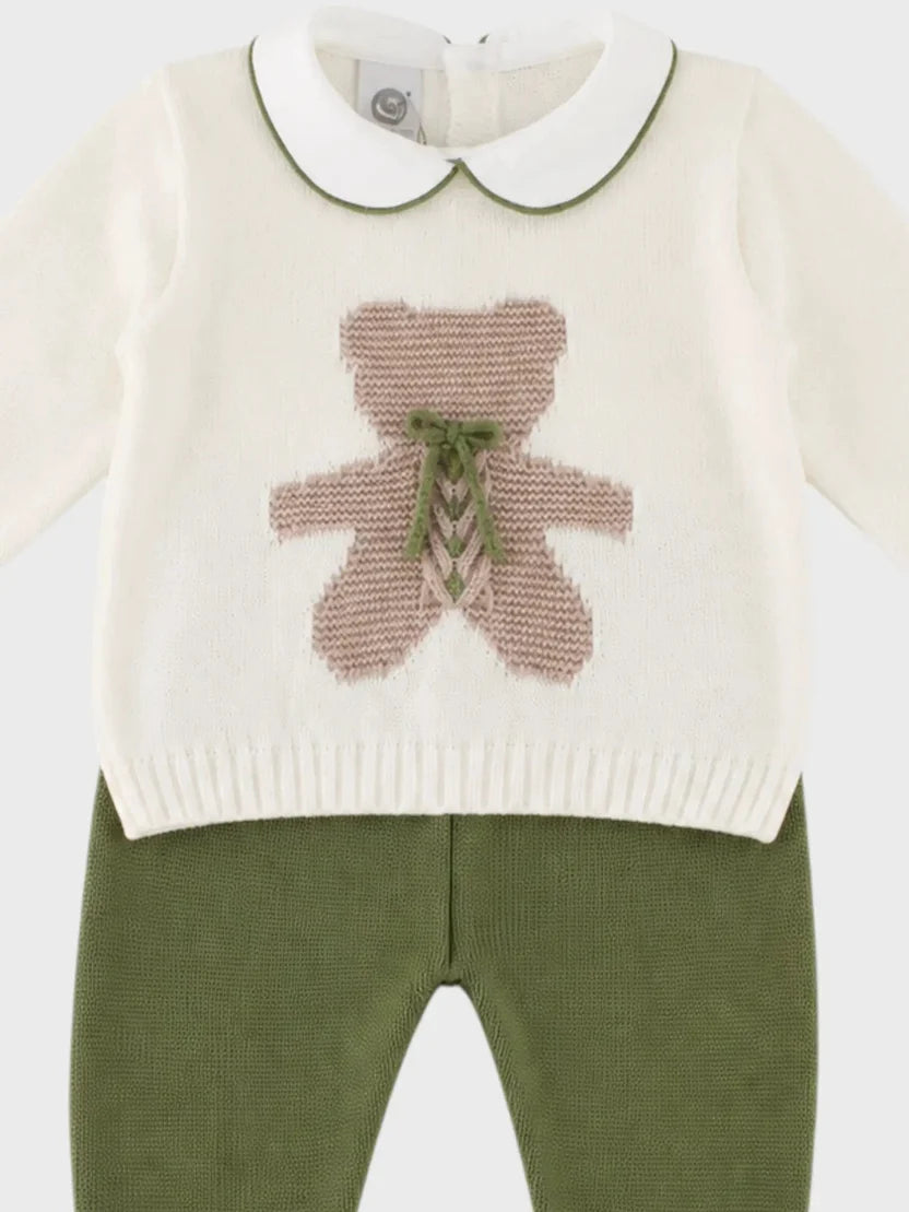 TUTINA 2 PZ RICAMO ORSETTO - Neonato - LANA 100% - Marlù IS5450