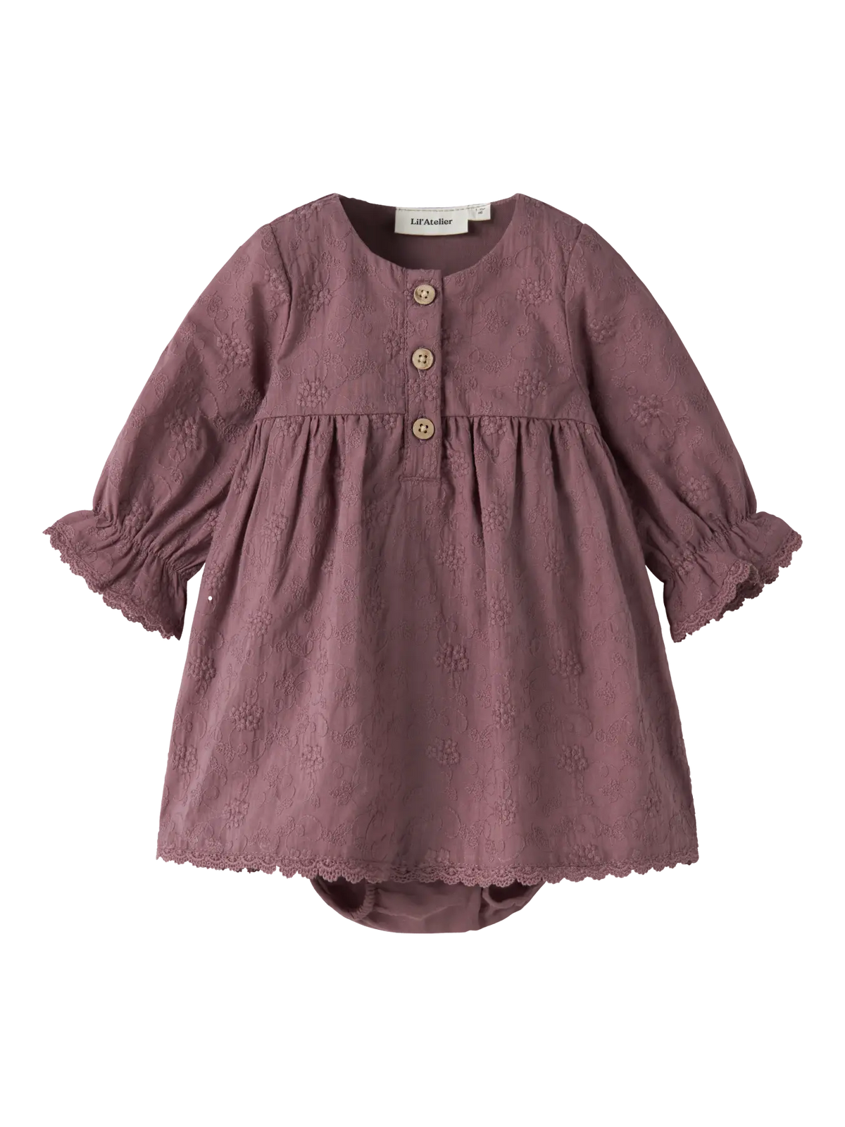 abito manica lunga con ricami e culotte - NEONATA - 100% cotone - LIL ATELIER 13260591