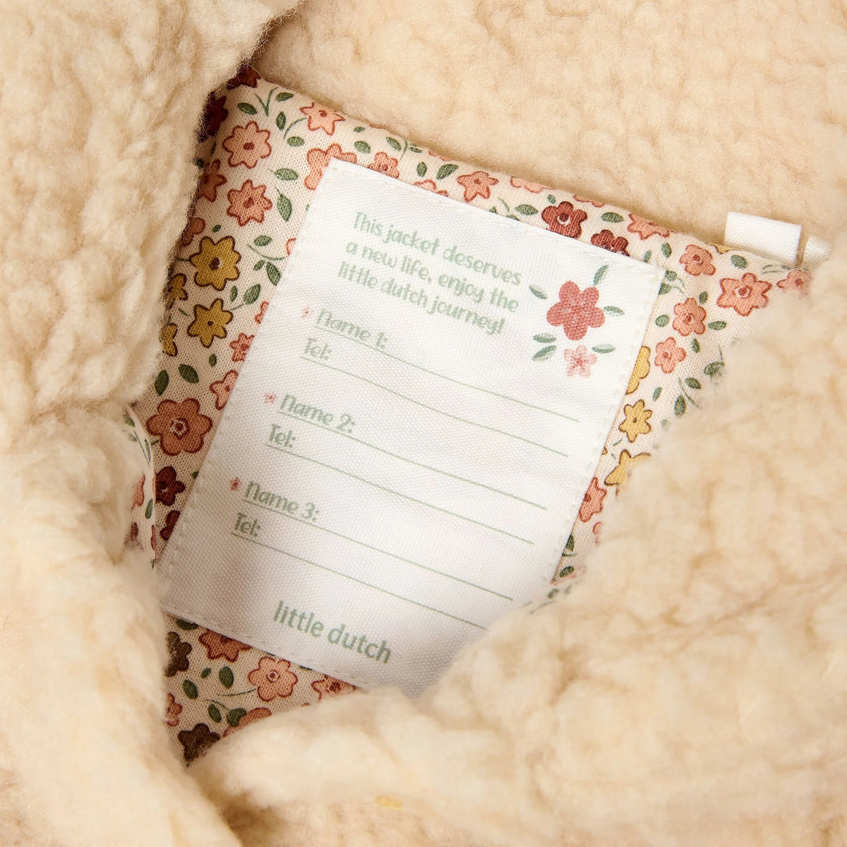 cappottino teddy con fiore ricamato - NEONATA - COTONE ORGANICO 100% - LITTLE DUTCH CL26092507