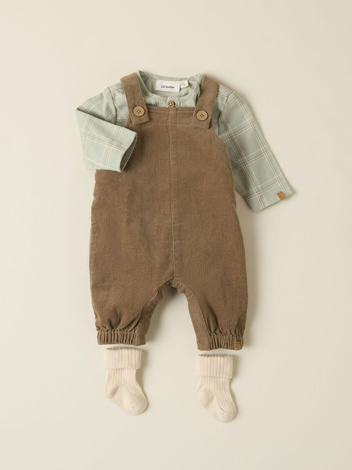 Salopette Velluto a Coste Neonato Cammello | Lil Atelier