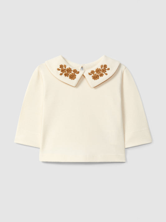 MAGLIA CON COLLO RICAMATO - BAMBINA - 100% cotone - SNUG 934BB6W013G53