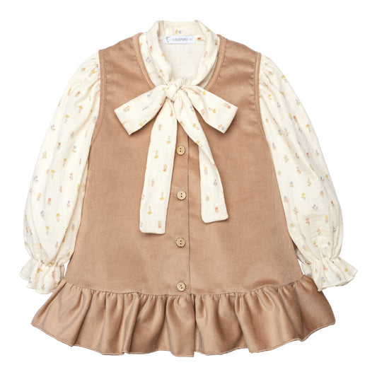 abito smanicato con camicia in mussola - BAMBINA - 100% cotone - CALAMARO 11409