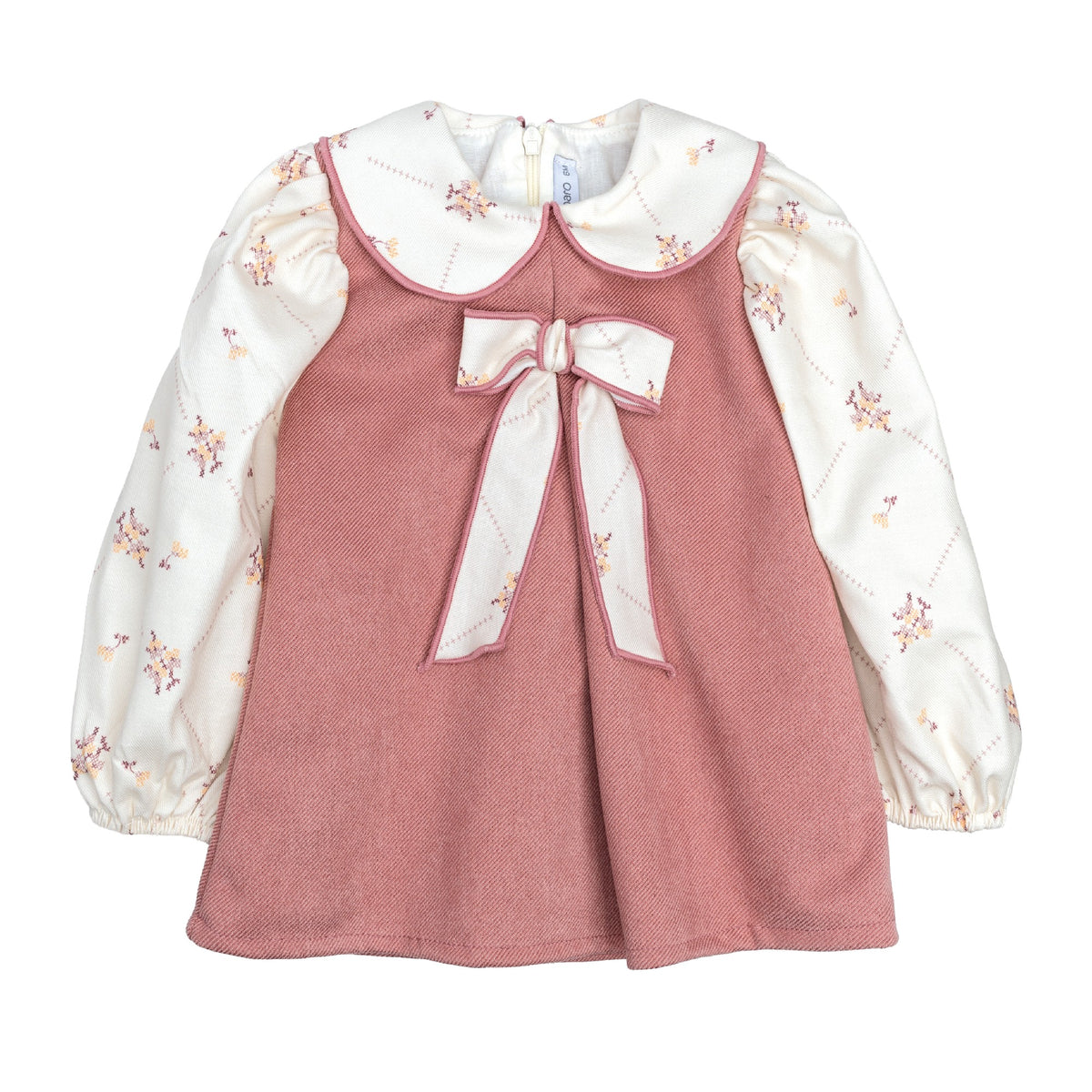 abito con colletto e fiocco frontale - BAMBINA - COTONE 100% - CALAMARO 21344