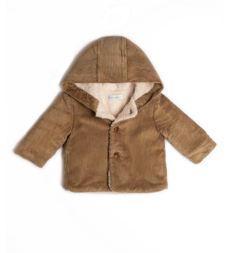 Cappottino teddy a costine in velluto con cappuccio e bottoni. - Neonato - cotone-polyestere - BARCELLINO 135312