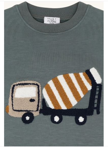 completo tuta 2 pezzi "betoniera" - BAMBINO - 100% COTONE ORGANICO - HUST AND CLAIRE 630004