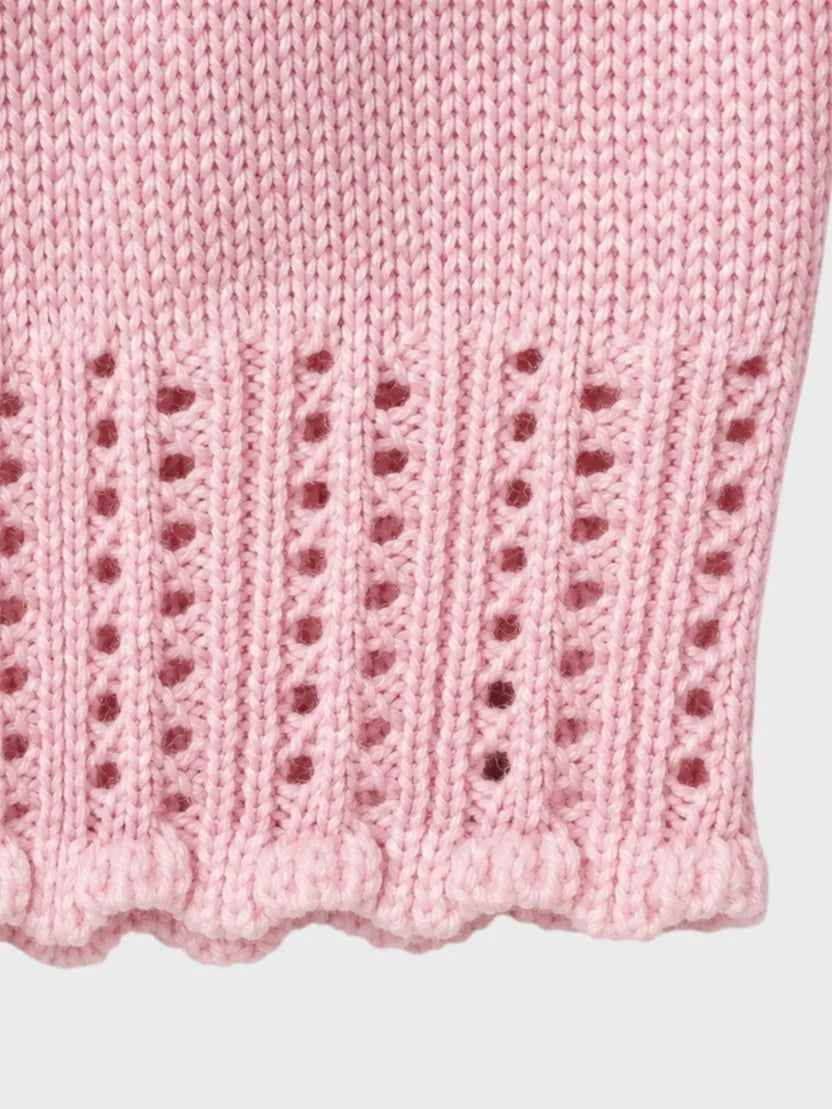 COPERTA "LOVE" E FIORI RICAM. A MANO - NEONATA - LANA 100% - Marlù IS2780