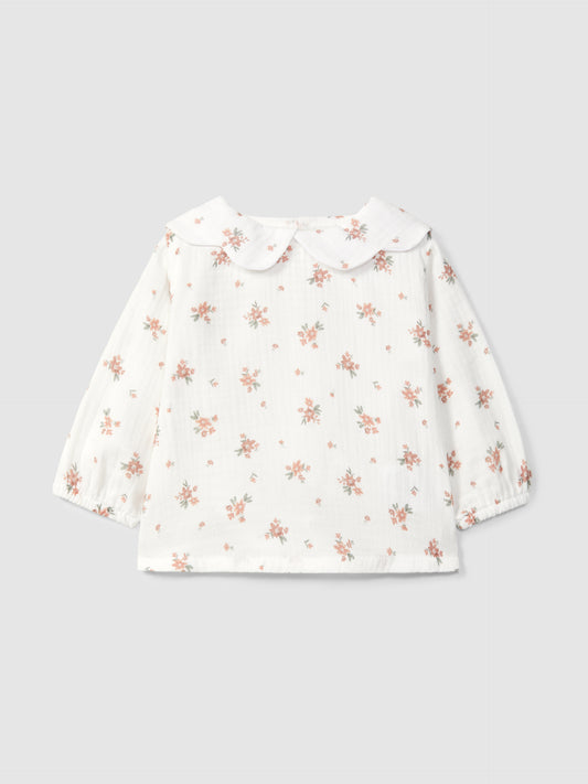 BLUSA CON COLLETTO A FIORE - NEONATA - COTONE-MUSSOLA - SNUG 934BD6W090J37