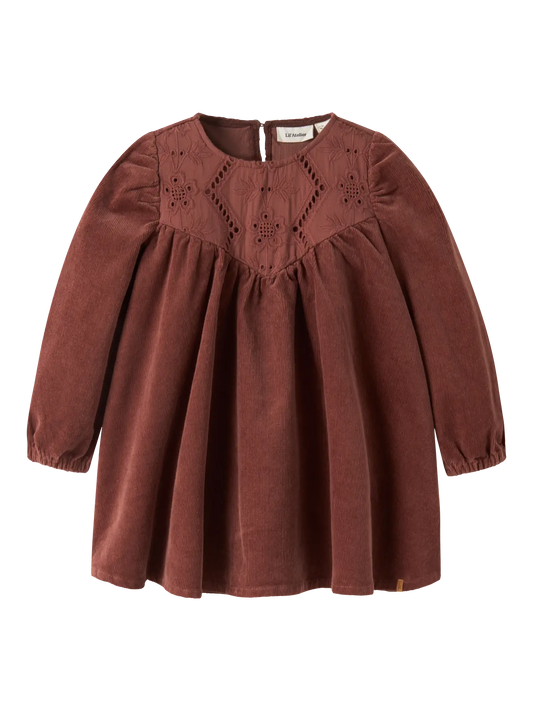 ABITO LEGGERO IN VELLUTO A COSTINE CON RICAMI - BAMBINA - COTONE ORGANICO - LIL ATELIER 13259153
