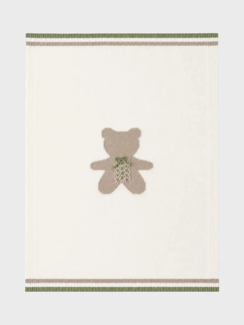 COPERTA ORSO E INTRECCIO - Neonato - LANA 100% - Marlù IS5480