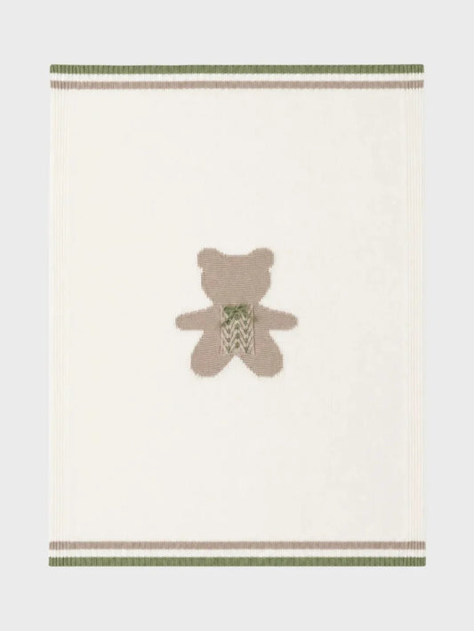COPERTA ORSO E INTRECCIO - Neonato - LANA 100% - Marlù IS5480