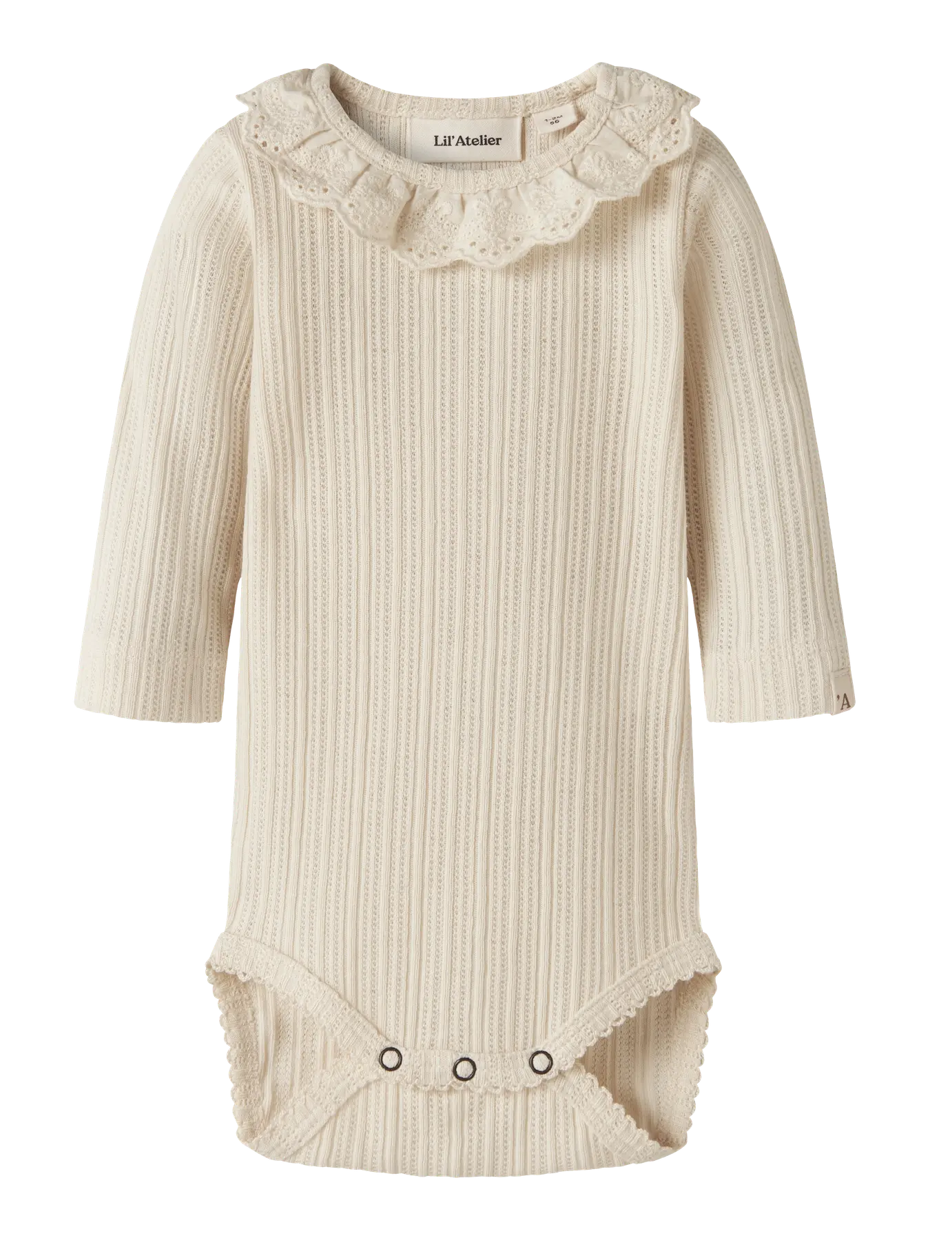 BODY MANICA LUNGA CON MERLETTO - NEONATA - 100%COTONE - LIL ATELIER 13257243