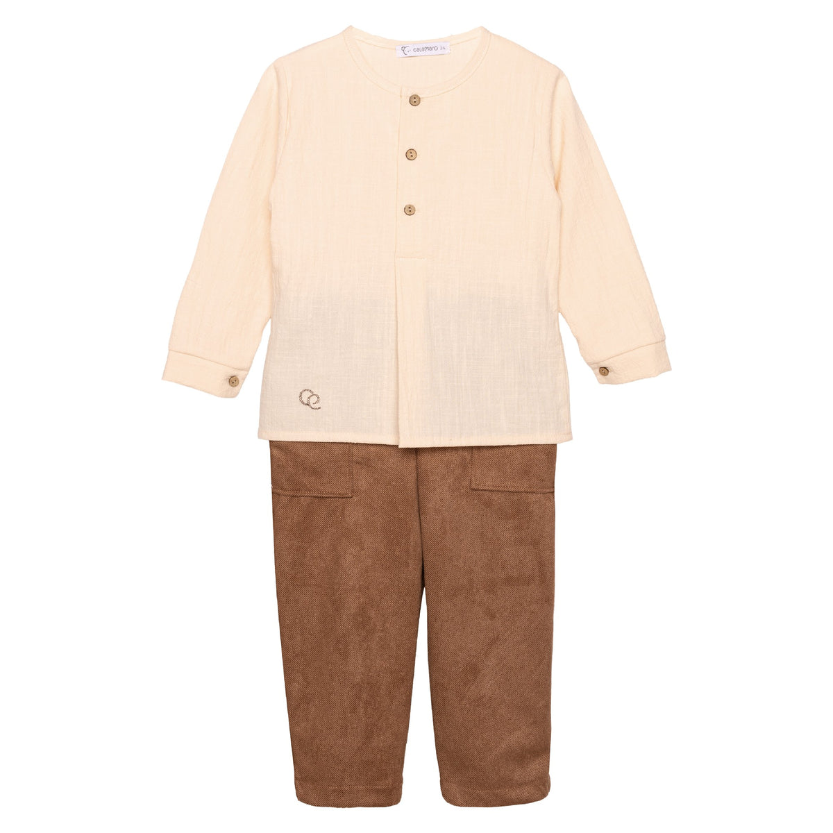 Blusa/camicia e pantalone dritto - BAMBINO - 100% COTONE ORGANICO - CALAMARO 11416