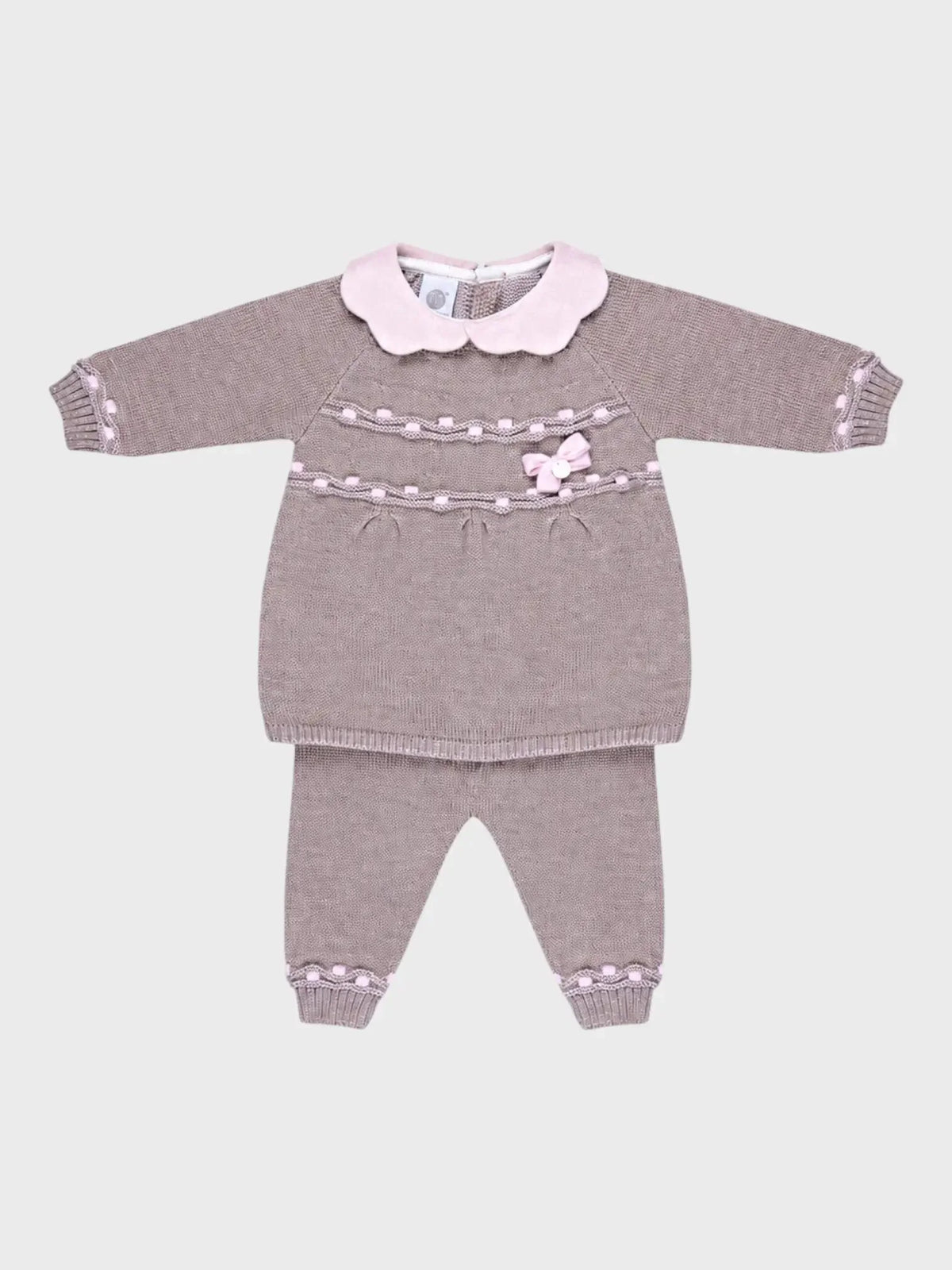 COMPL. 2 PZ COLLETTO FIORE+RICAM.+FIOCCHETTO - NEONATA - LANA 100% - Marlù IS2219