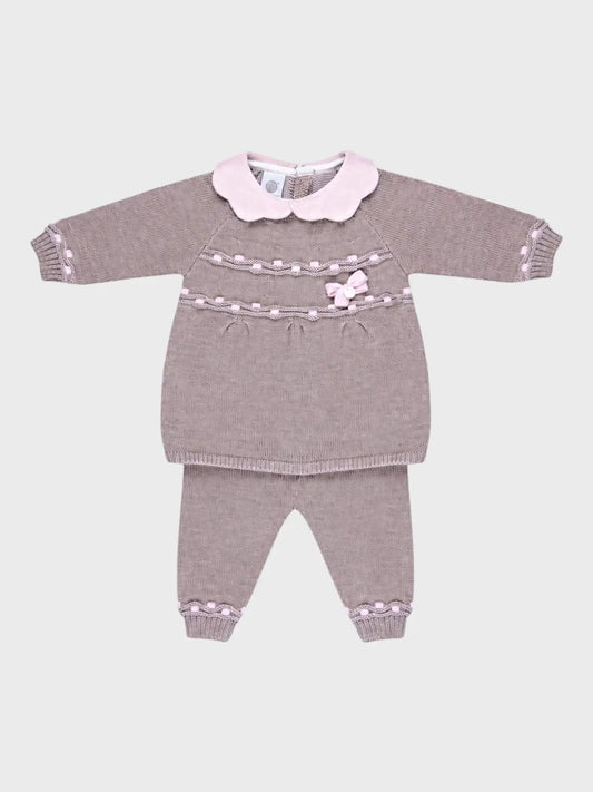 COMPL. 2 PZ COLLETTO FIORE+RICAM.+FIOCCHETTO - NEONATA - LANA 100% - Marlù IS2219