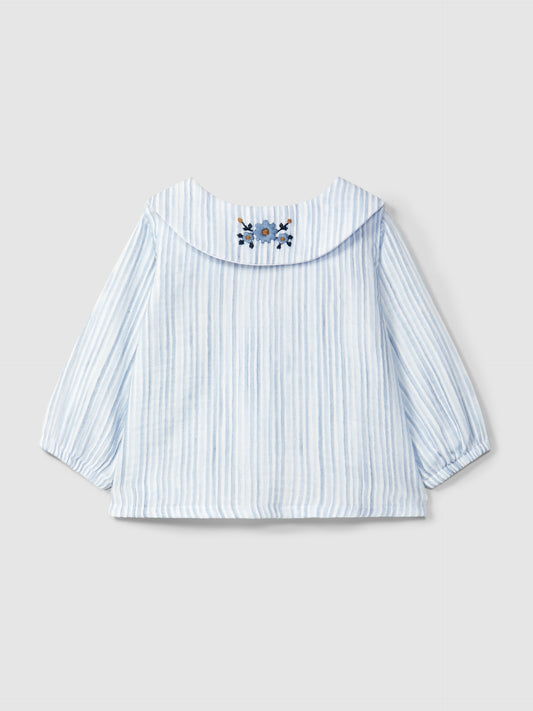 BLUSA CON COLLO RICAMO - NEONATA - COTONE-MUSSOLA - SNUG 934BD6W091J37