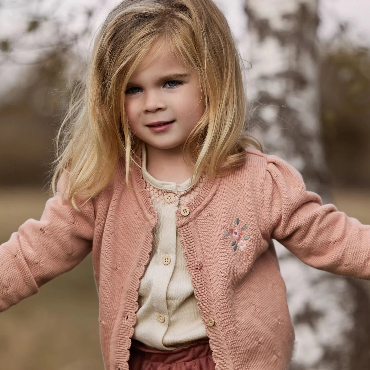CARDIGAN FIORI RICAMATI - NEONATA - 100% COTONE ORGANICO - LITTLE DUTCH CL26092501