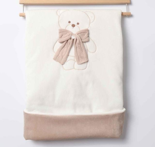 COPERTA VELLUTO ORSO CON FIOCCO - Neonato - Velluto - Marlù IS6781