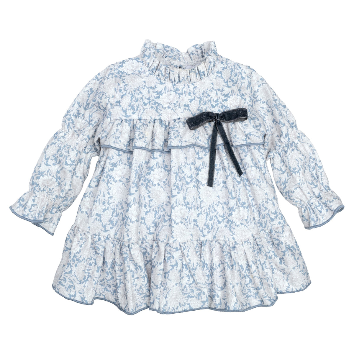 Abito manica lunga con colletto e rouges. - BAMBINA - 100% cotone - CALAMARO 21351