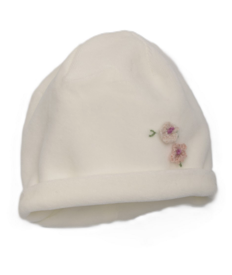 CAPPELLINO CINIGLIA CON FIORI RICAM.A MANO - NEONATA - CINIGLIA - BARCELLINO 136304