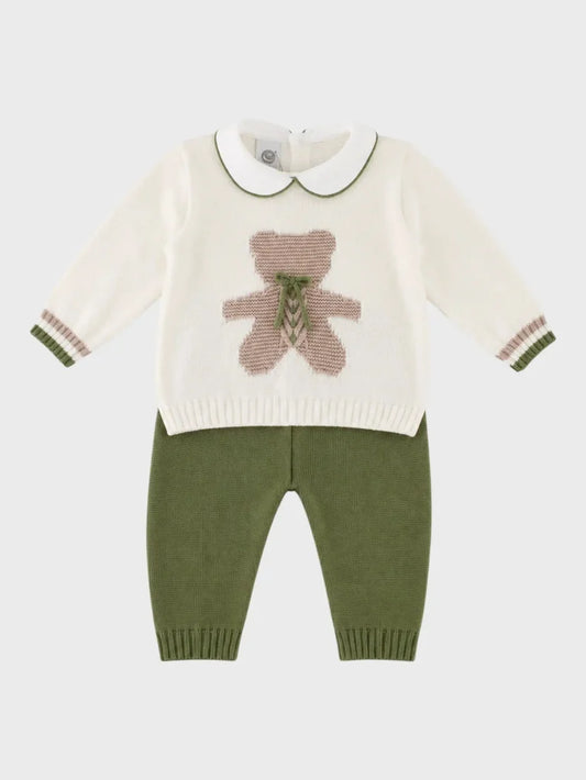TUTINA 2 PZ RICAMO ORSETTO - Neonato - LANA 100% - Marlù IS5450