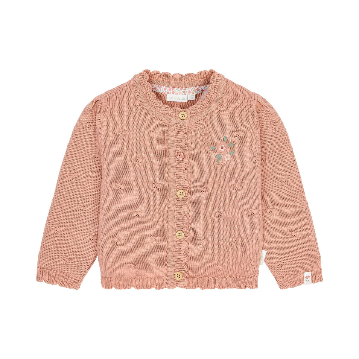 CARDIGAN FIORI RICAMATI - NEONATA - 100% COTONE ORGANICO - LITTLE DUTCH CL26092501