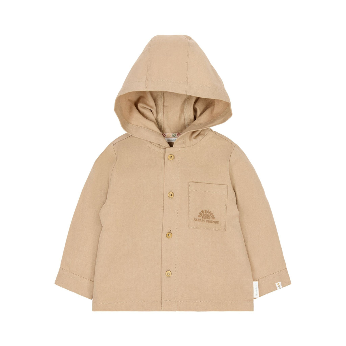 GIACCA/CAMICIA LEGGERA CON CAPPUCCIO E BOTTONCINI IN LEGNO - Neonato - 100% COTONE ORGANICO - LITTLE DUTCH CL26091609