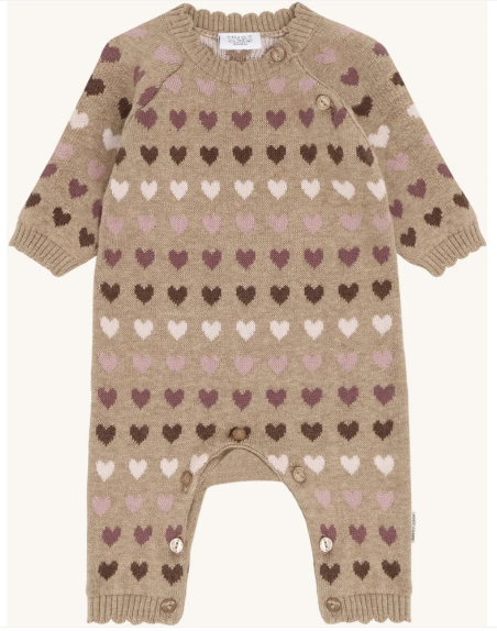 tutina intera con cuoricini - NEONATA - 100% COTONE ORGANICO - HUST AND CLAIRE 380027