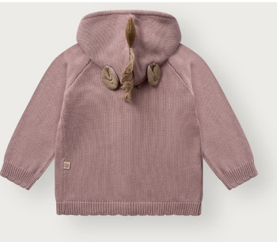 Cardigan in filo di cotone organico 100%, con bottoni e cappuccio unicorno. - BAMBINA - 100% COTONE ORGANICO - HUST AND CLAIRE 500030