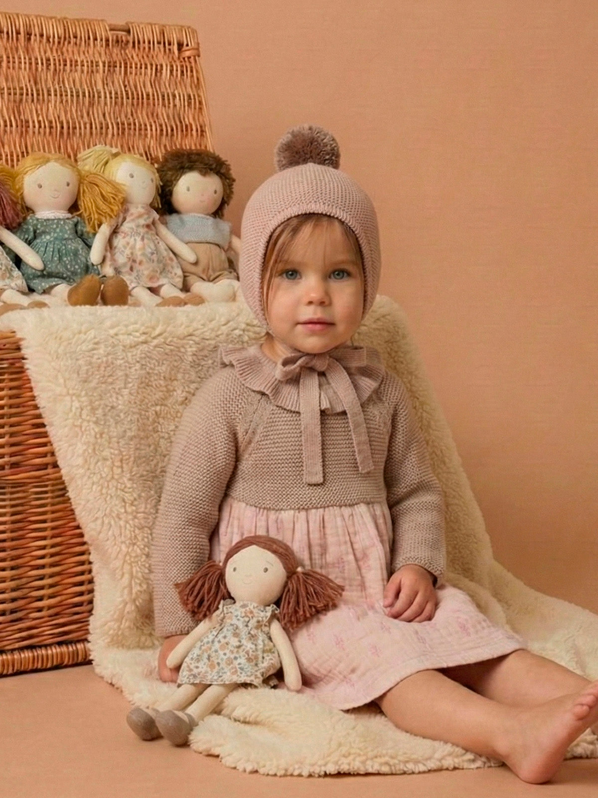 CAPPELLO/CUFFIETTA CON POMPON - NEONATA - COTONE ORGANICO 100% - MINI MOOI W705-B