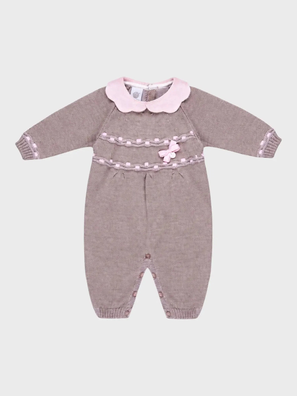 TUTINA INTERA COLLETTO FIORE+RICAMO +FIOCCHETTO - NEONATA - LANA 100% - Marlù IS2210